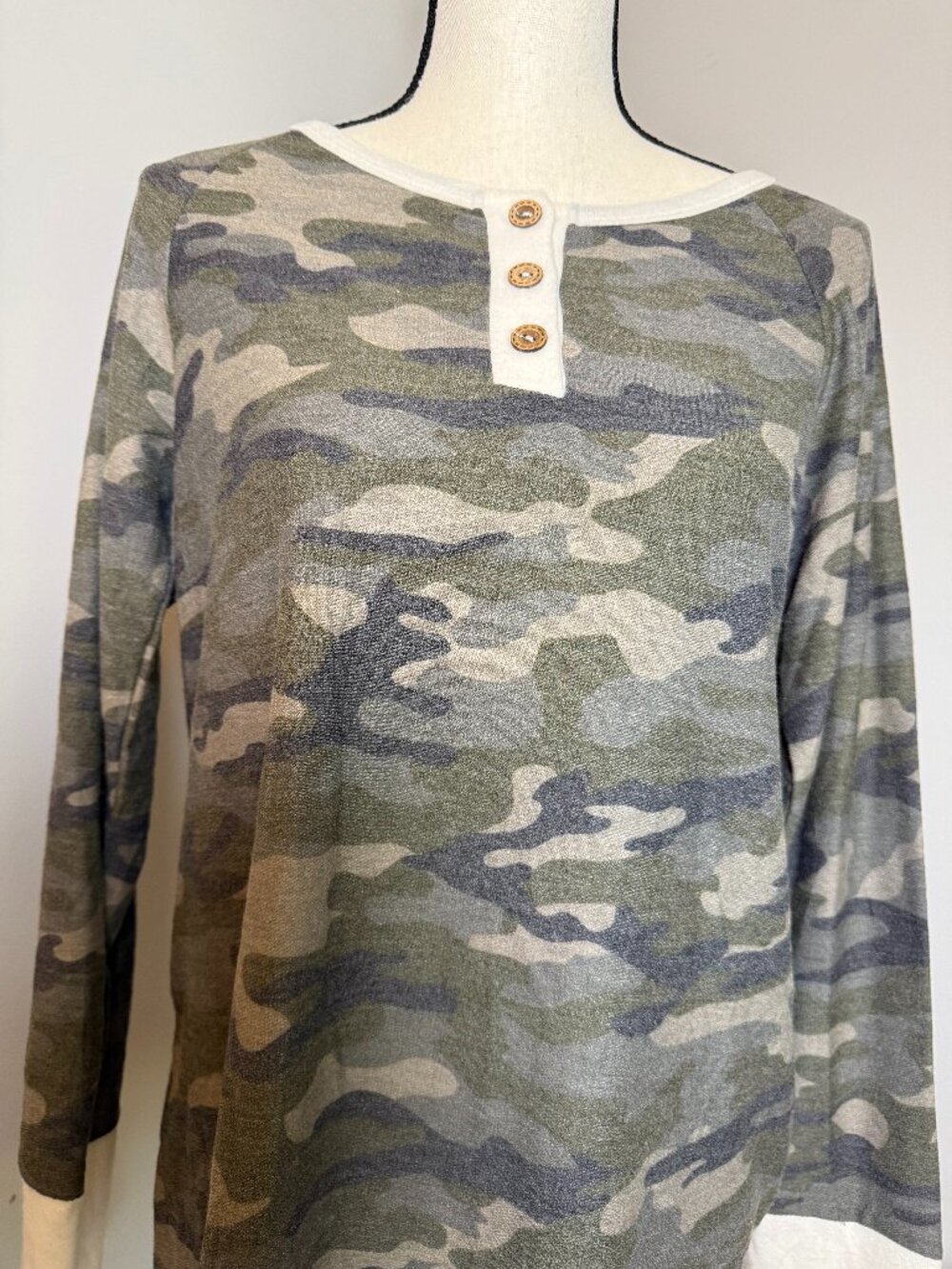 Camo Henley Top